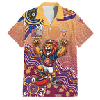 Personalized Brisbane Lions Football Mascot Hawaiian Shirt Aboriginal Dot Art Style Vibrant Indigenous Pattern Design