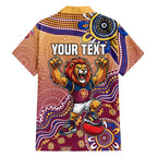 Personalized Brisbane Lions Football Mascot Hawaiian Shirt Aboriginal Dot Art Style Vibrant Indigenous Pattern Design