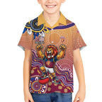 Personalized Brisbane Lions Football Mascot Hawaiian Shirt Aboriginal Dot Art Style Vibrant Indigenous Pattern Design