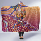 Personalized Brisbane Lions Football Mascot Hooded Blanket Aboriginal Dot Art Style Vibrant Indigenous Pattern Design