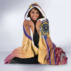 Personalized Brisbane Lions Football Mascot Hooded Blanket Aboriginal Dot Art Style Vibrant Indigenous Pattern Design