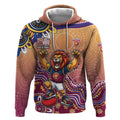 Personalized Brisbane Lions Football Mascot Hoodie Aboriginal Dot Art Style Vibrant Indigenous Pattern Design
