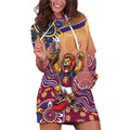 Personalized Brisbane Lions Football Mascot Hoodie Dress Aboriginal Dot Art Style Vibrant Indigenous Pattern Design
