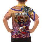 Personalized Brisbane Lions Football Mascot Kid Hawaiian Shirt Aboriginal Dot Art Style Vibrant Indigenous Pattern Design