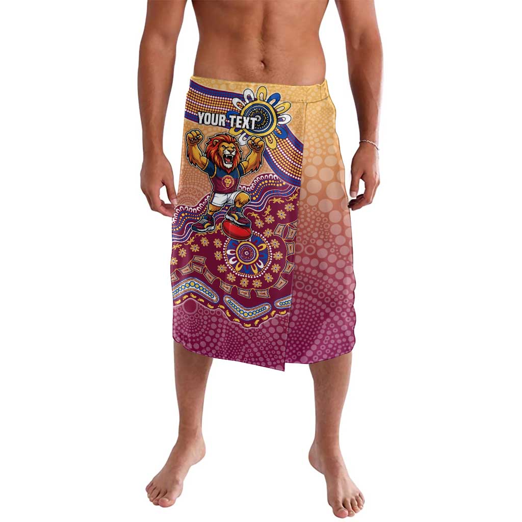 Personalized Brisbane Lions Football Mascot Lavalava Aboriginal Dot Art Style Vibrant Indigenous Pattern Design