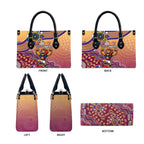 Personalized Brisbane Lions Football Mascot Leather Bag Aboriginal Dot Art Style Vibrant Indigenous Pattern Design