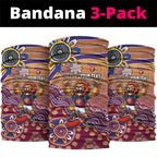 Personalized Brisbane Lions Football Mascot Neck Gaiter Aboriginal Dot Art Style Vibrant Indigenous Pattern Design