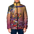 Personalized Brisbane Lions Football Mascot Padded Jacket Aboriginal Dot Art Style Vibrant Indigenous Pattern Design