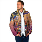Personalized Brisbane Lions Football Mascot Padded Jacket Aboriginal Dot Art Style Vibrant Indigenous Pattern Design