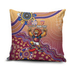 Personalized Brisbane Lions Football Mascot Pillow Cover Aboriginal Dot Art Style Vibrant Indigenous Pattern Design
