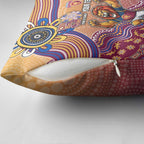 Personalized Brisbane Lions Football Mascot Pillow Cover Aboriginal Dot Art Style Vibrant Indigenous Pattern Design