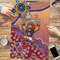 Personalized Brisbane Lions Football Mascot Puzzle Aboriginal Dot Art Style Vibrant Indigenous Pattern Design