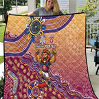 Personalized Brisbane Lions Football Mascot Quilt Aboriginal Dot Art Style Vibrant Indigenous Pattern Design