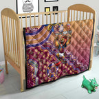 Personalized Brisbane Lions Football Mascot Quilt Aboriginal Dot Art Style Vibrant Indigenous Pattern Design