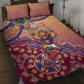 Personalized Brisbane Lions Football Mascot Quilt Bed Set Aboriginal Dot Art Style Vibrant Indigenous Pattern Design