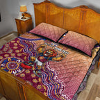 Personalized Brisbane Lions Football Mascot Quilt Bed Set Aboriginal Dot Art Style Vibrant Indigenous Pattern Design