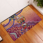 Personalized Brisbane Lions Football Mascot Rubber Doormat Aboriginal Dot Art Style Vibrant Indigenous Pattern Design