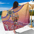Personalized Brisbane Lions Football Mascot Sarong Aboriginal Dot Art Style Vibrant Indigenous Pattern Design