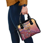 Personalized Brisbane Lions Football Mascot Shoulder Handbag Aboriginal Dot Art Style Vibrant Indigenous Pattern Design