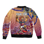 Personalized Brisbane Lions Football Mascot Sleeve Zip Bomber Jacket Aboriginal Dot Art Style Vibrant Indigenous Pattern Design