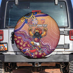 Personalized Brisbane Lions Football Mascot Spare Tire Cover Aboriginal Dot Art Style Vibrant Indigenous Pattern Design