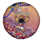 Personalized Brisbane Lions Football Mascot Spare Tire Cover Aboriginal Dot Art Style Vibrant Indigenous Pattern Design