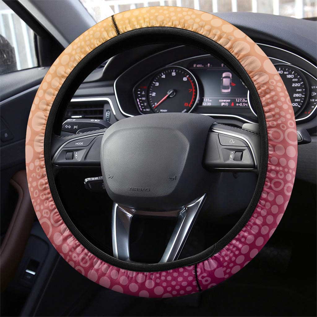 Brisbane Lions Football Mascot Steering Wheel Cover Aboriginal Dot Art Style Vibrant Indigenous Pattern Design