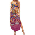 Personalized Brisbane Lions Football Mascot Summer Maxi Dress Aboriginal Dot Art Style Vibrant Indigenous Pattern Design