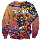 Personalized Brisbane Lions Football Mascot Sweatshirt Aboriginal Dot Art Style Vibrant Indigenous Pattern Design