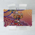 Personalized Brisbane Lions Football Mascot Tablecloth Aboriginal Dot Art Style Vibrant Indigenous Pattern Design