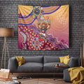 Personalized Brisbane Lions Football Mascot Tapestry Aboriginal Dot Art Style Vibrant Indigenous Pattern Design