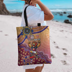 Personalized Brisbane Lions Football Mascot Tote Bag Aboriginal Dot Art Style Vibrant Indigenous Pattern Design