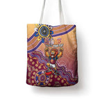 Personalized Brisbane Lions Football Mascot Tote Bag Aboriginal Dot Art Style Vibrant Indigenous Pattern Design