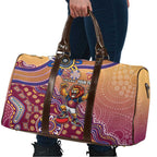 Personalized Brisbane Lions Football Mascot Travel Bag Aboriginal Dot Art Style Vibrant Indigenous Pattern Design