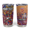 Personalized Brisbane Lions Football Mascot Tumbler Cup Aboriginal Dot Art Style Vibrant Indigenous Pattern Design