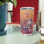 Personalized Brisbane Lions Football Mascot Tumbler Cup Aboriginal Dot Art Style Vibrant Indigenous Pattern Design