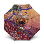 Personalized Brisbane Lions Football Mascot Umbrella Aboriginal Dot Art Style Vibrant Indigenous Pattern Design