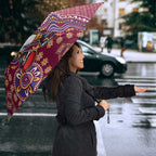Personalized Brisbane Lions Football Mascot Umbrella Aboriginal Dot Art Style Vibrant Indigenous Pattern Design