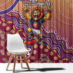 Personalized Brisbane Lions Football Mascot Window Curtain Aboriginal Dot Art Style Vibrant Indigenous Pattern Design