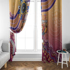 Personalized Brisbane Lions Football Mascot Window Curtain Aboriginal Dot Art Style Vibrant Indigenous Pattern Design