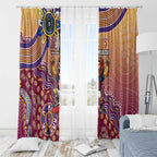 Personalized Brisbane Lions Football Mascot Window Curtain Aboriginal Dot Art Style Vibrant Indigenous Pattern Design