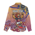 Personalized Brisbane Lions Football Mascot Women Casual Shirt Aboriginal Dot Art Style Vibrant Indigenous Pattern Design