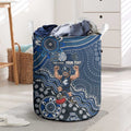 Personalized Carlton Blues Football Mascot Laundry Basket Aboriginal Dot Art Style Vibrant Indigenous Pattern Design