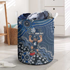 Personalized Carlton Blues Football Mascot Laundry Basket Aboriginal Dot Art Style Vibrant Indigenous Pattern Design