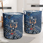 Personalized Carlton Blues Football Mascot Laundry Basket Aboriginal Dot Art Style Vibrant Indigenous Pattern Design
