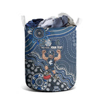 Personalized Carlton Blues Football Mascot Laundry Basket Aboriginal Dot Art Style Vibrant Indigenous Pattern Design