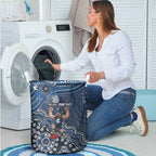 Personalized Carlton Blues Football Mascot Laundry Basket Aboriginal Dot Art Style Vibrant Indigenous Pattern Design