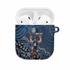 Personalized Carlton Blues Football Mascot AirPods Case Aboriginal Dot Art Style Vibrant Indigenous Pattern Design