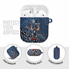 Personalized Carlton Blues Football Mascot AirPods Case Aboriginal Dot Art Style Vibrant Indigenous Pattern Design