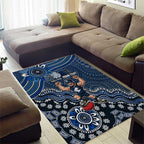 Personalized Carlton Blues Football Mascot Area Rug Aboriginal Dot Art Style Vibrant Indigenous Pattern Design